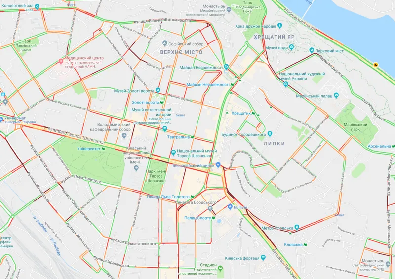 Затори Київ карта Затори Київ карта