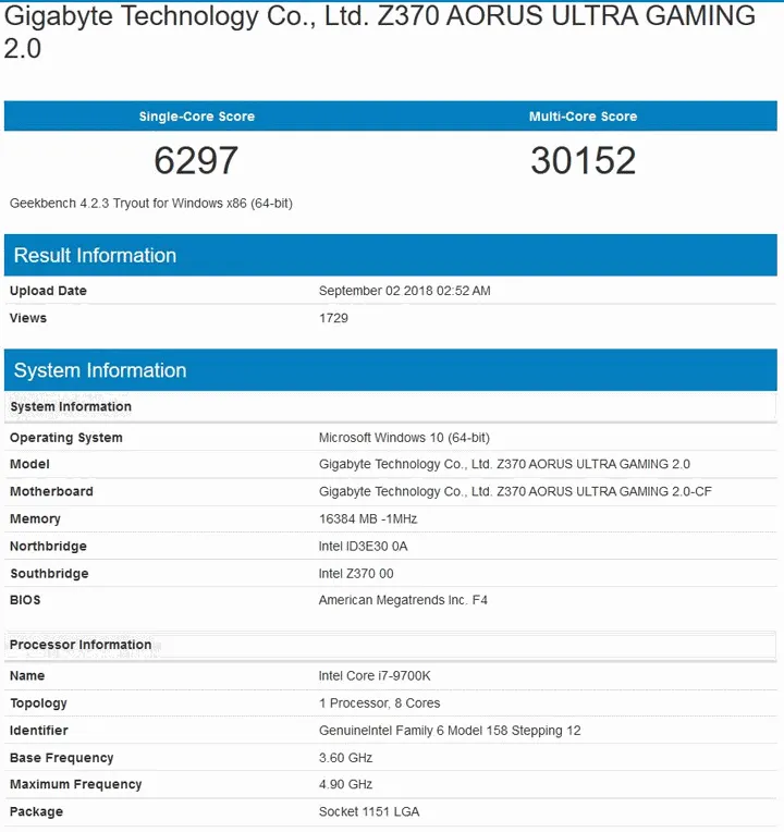 Intel Core i7-9700K 