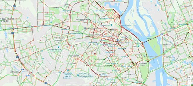 Київ затори 25 вересня карта Київ затори 25 вересня карта