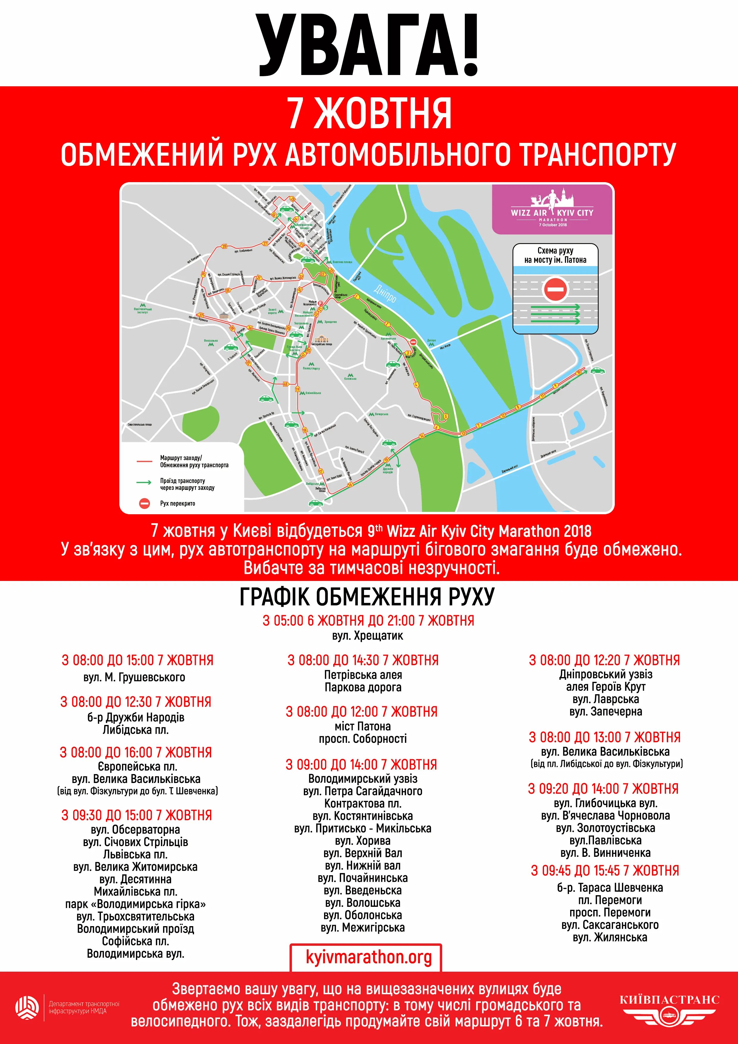 Київ марафон перекриті вулиці Київ марафон перекриті вулиці