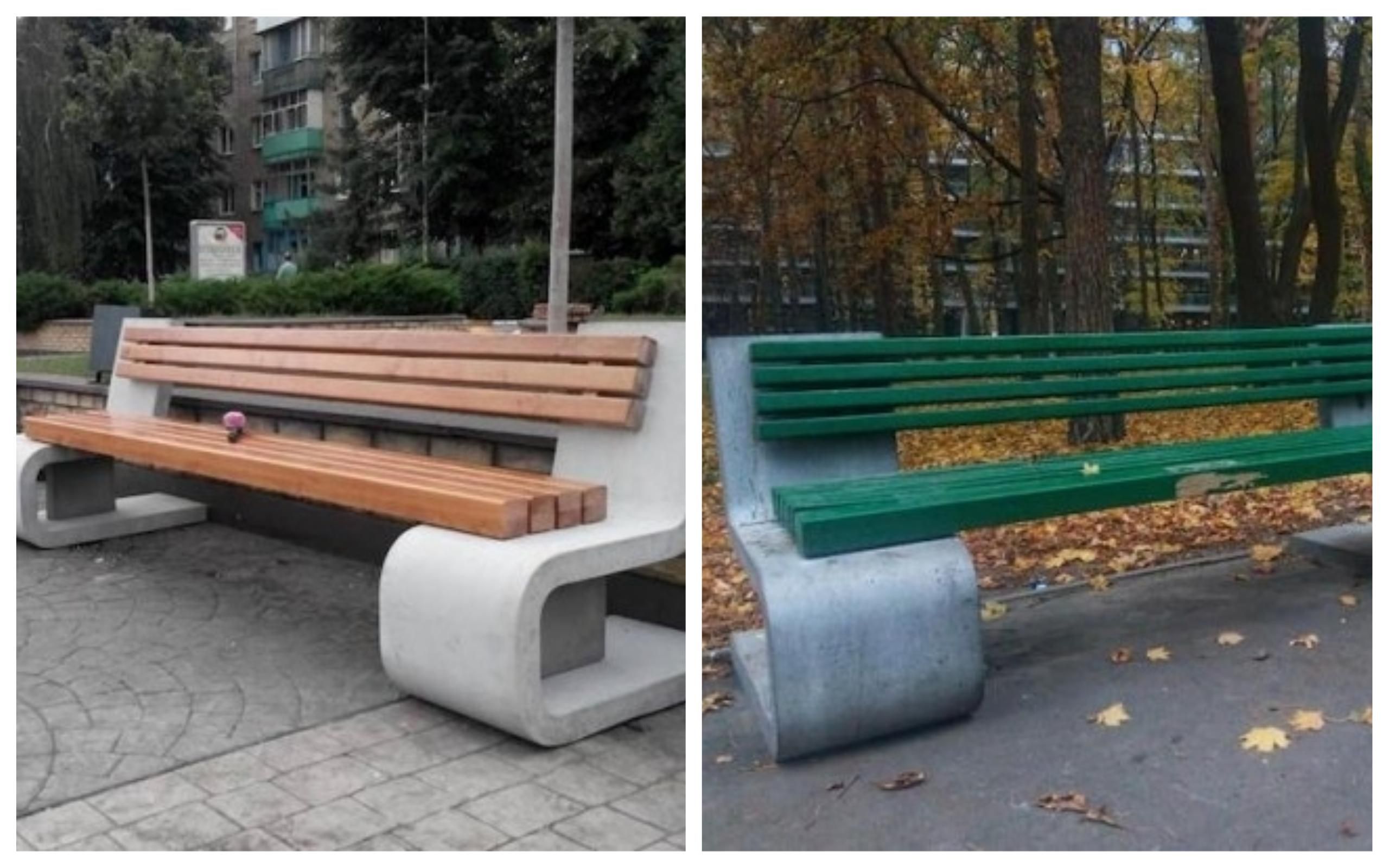 В Киеве ЖЭК закрасил дизайнерские скамейки - фото