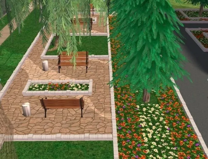 Проект дворів та будинків одного із селищ в Росії, змодельований в The Sims 2