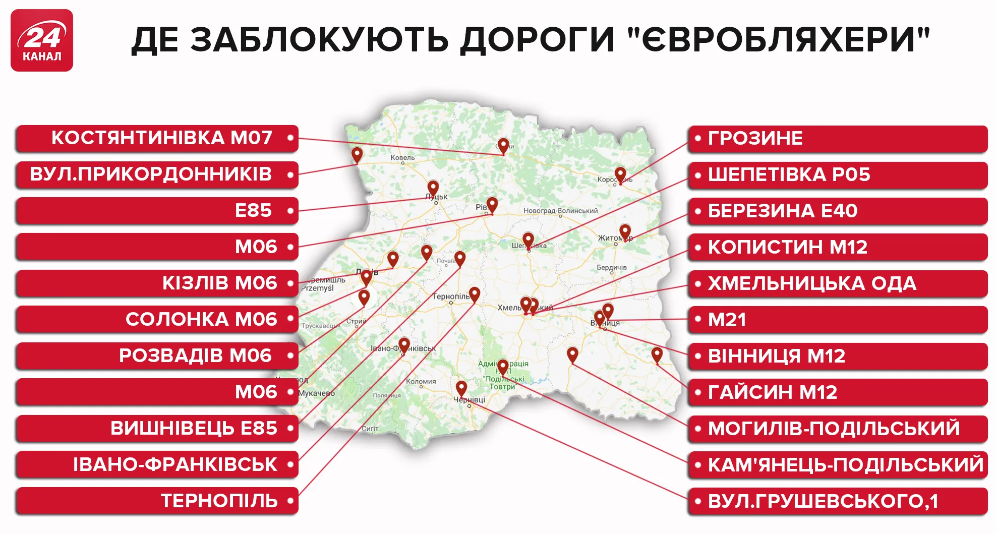 Де блокуватимуть траси 20 листопада Західна Україна