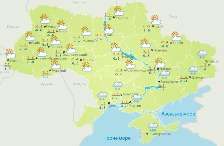 погода листопад мороз сніг погода в Україні