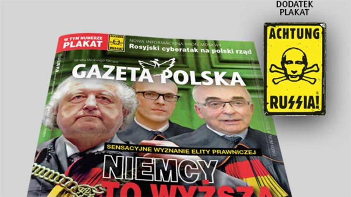 Польська газета випустила плакат із Путіним, стилізованим під отруту "Циклон Б" та знаками СС Польська газета випустила плакат із Путіним, стилізованим під отруту "Циклон Б" та знаками СС