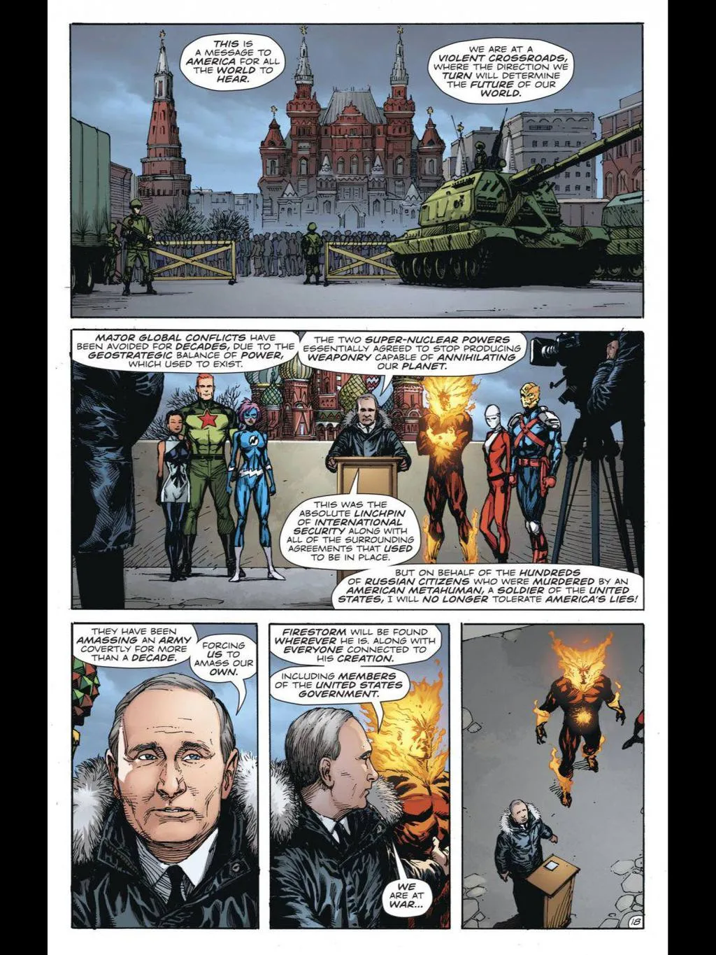 Комікси DC Путін Супермен Фаєрсторм Росія Красна площа Москва Комікси DC Путін Супермен Фаєрсторм Росія Красна площа Москва