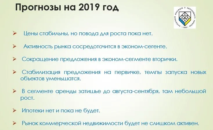 ринок нерухомості України прогноз 2019