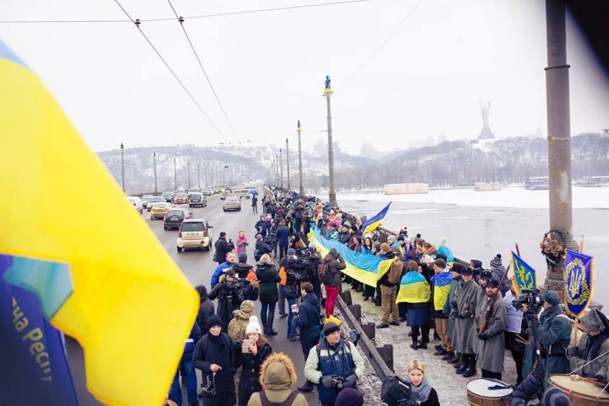 День Соборності України 2019 Київ - відео живого ланцюгу з людей