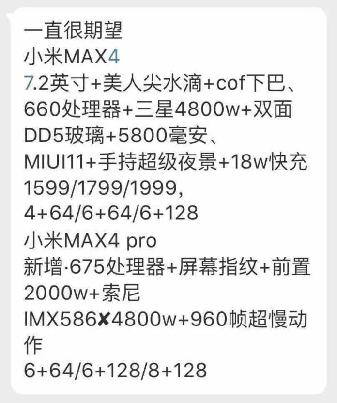 Характеристики Xiaomi Mi Max 4 та Xiaomi Mi Max 4 Pro