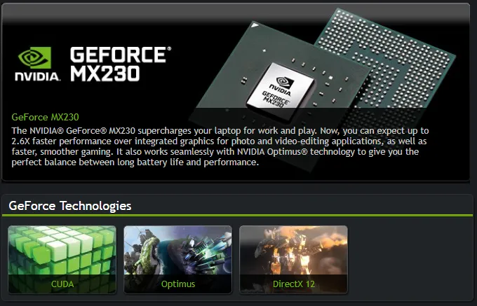 NVIDIA GeForce MX250 і MX230