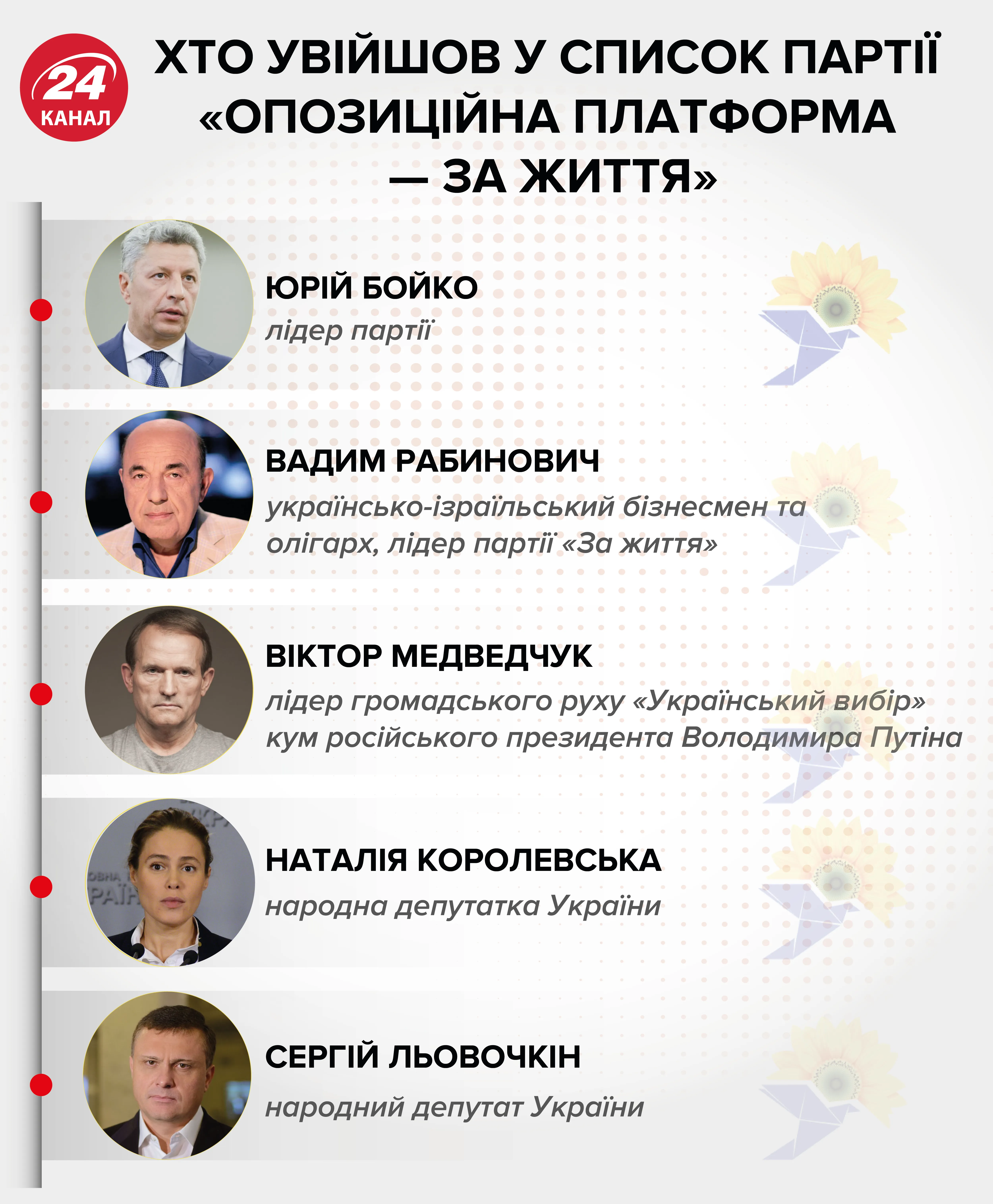 Опозиційна платформа За життя Бойко Рабінович список інфографіка