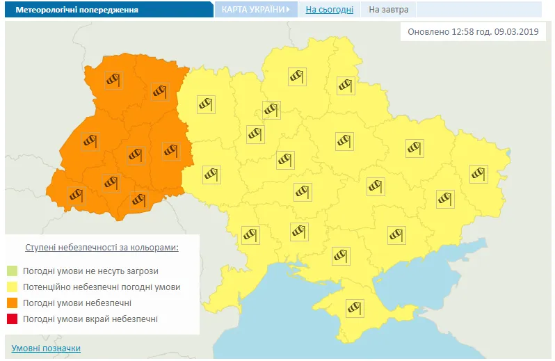 Штормове попередження, Україна, негода
