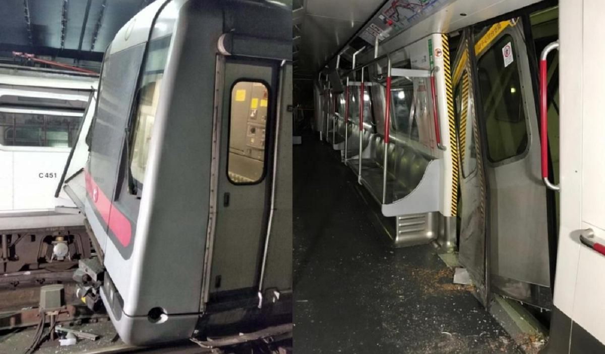 В метро Гонконга столкнулись два поезда (фото)