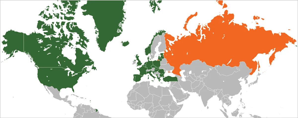 Країни-члени НАТО (зелений колір) Країни-члени НАТО (зелений колір)