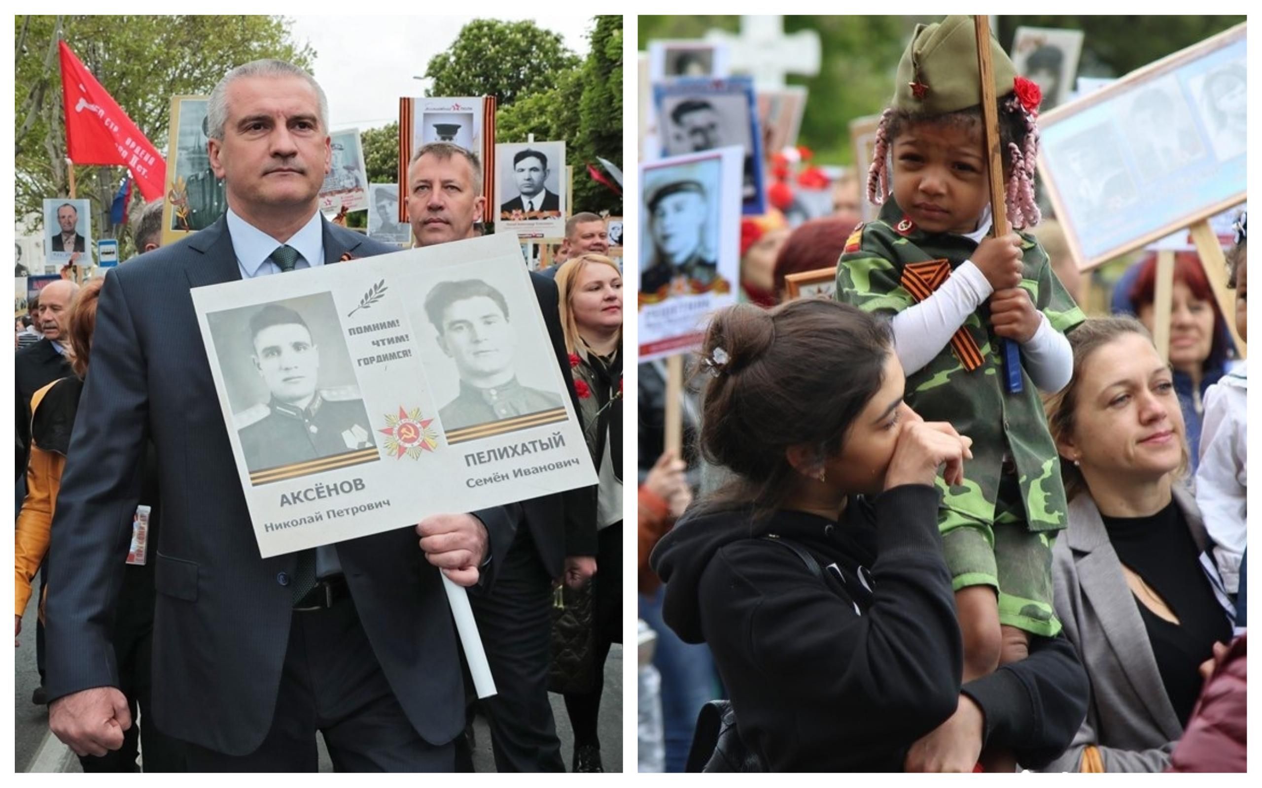 9 мая в оккупированном Крыму: Аксенов, БТРы и дети в георгиевских лентах