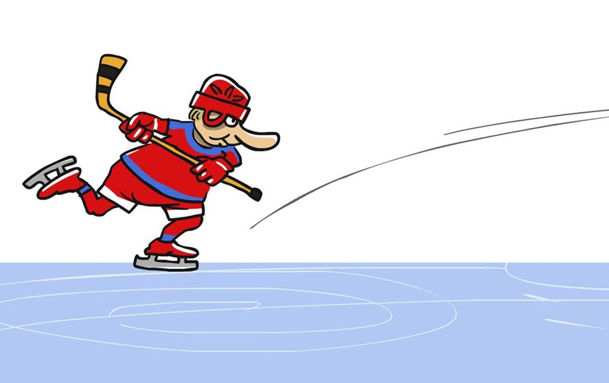 Гру Путіна в хокей зобразили в карикатурі