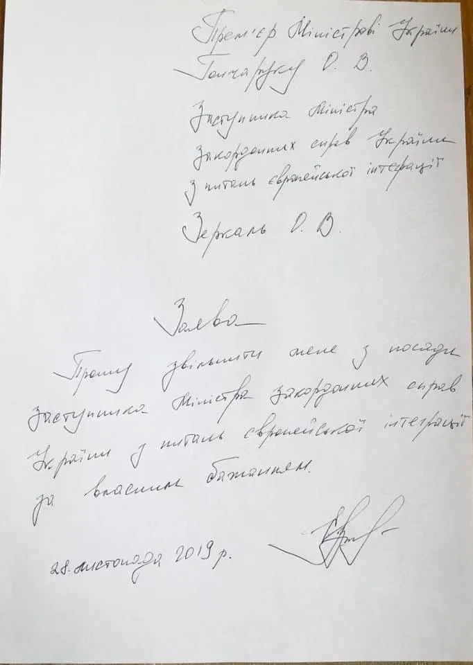 заява звільнення Зеркаль заява звільнення Зеркаль