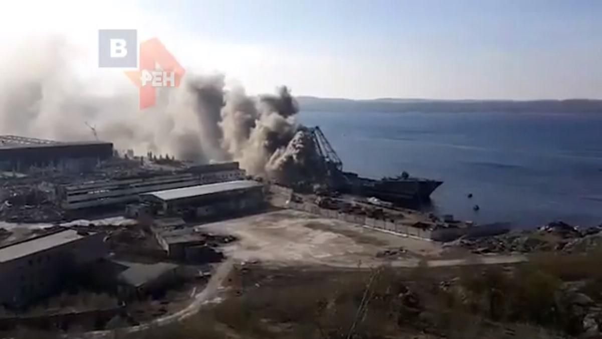В России горел десантный корабль: видео