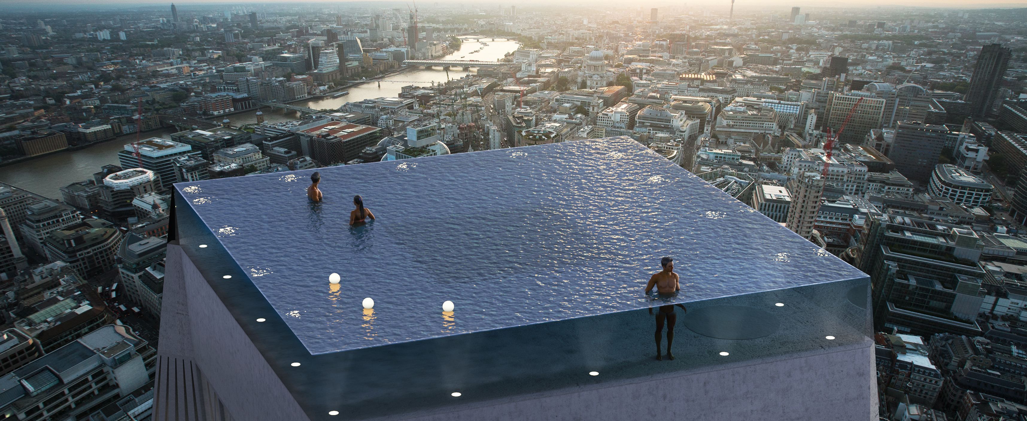 "Бесконечный" бассейн без входа построят на крыше небоскреба: умопомрачительные фото