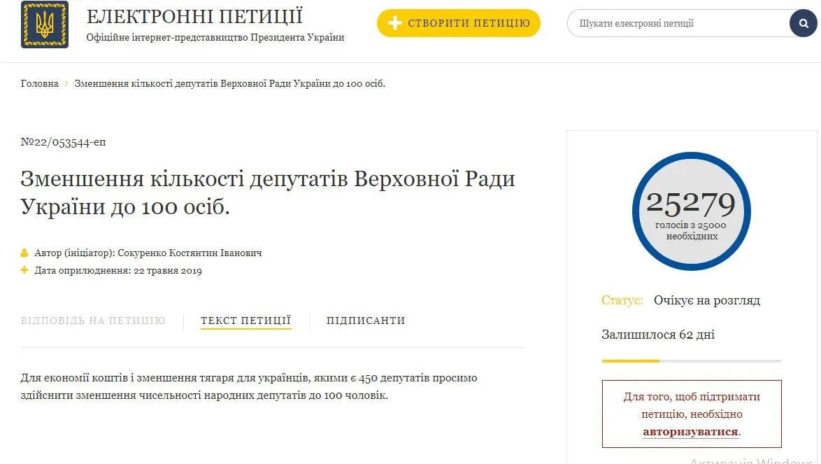 петиція президент зменшення кількості народних депутатів Верховна Рада петиція президент зменшення кількості народних депутатів Верховна Рада
