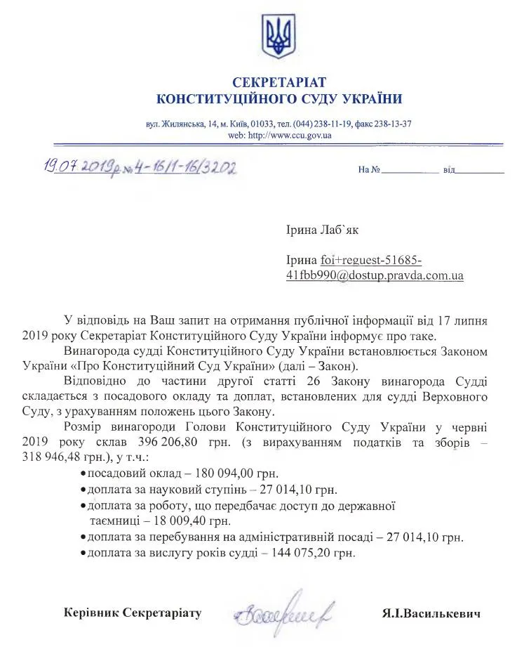 зарплата Конституційний суд голова Наталія Шаптала зарплати суддів розмір