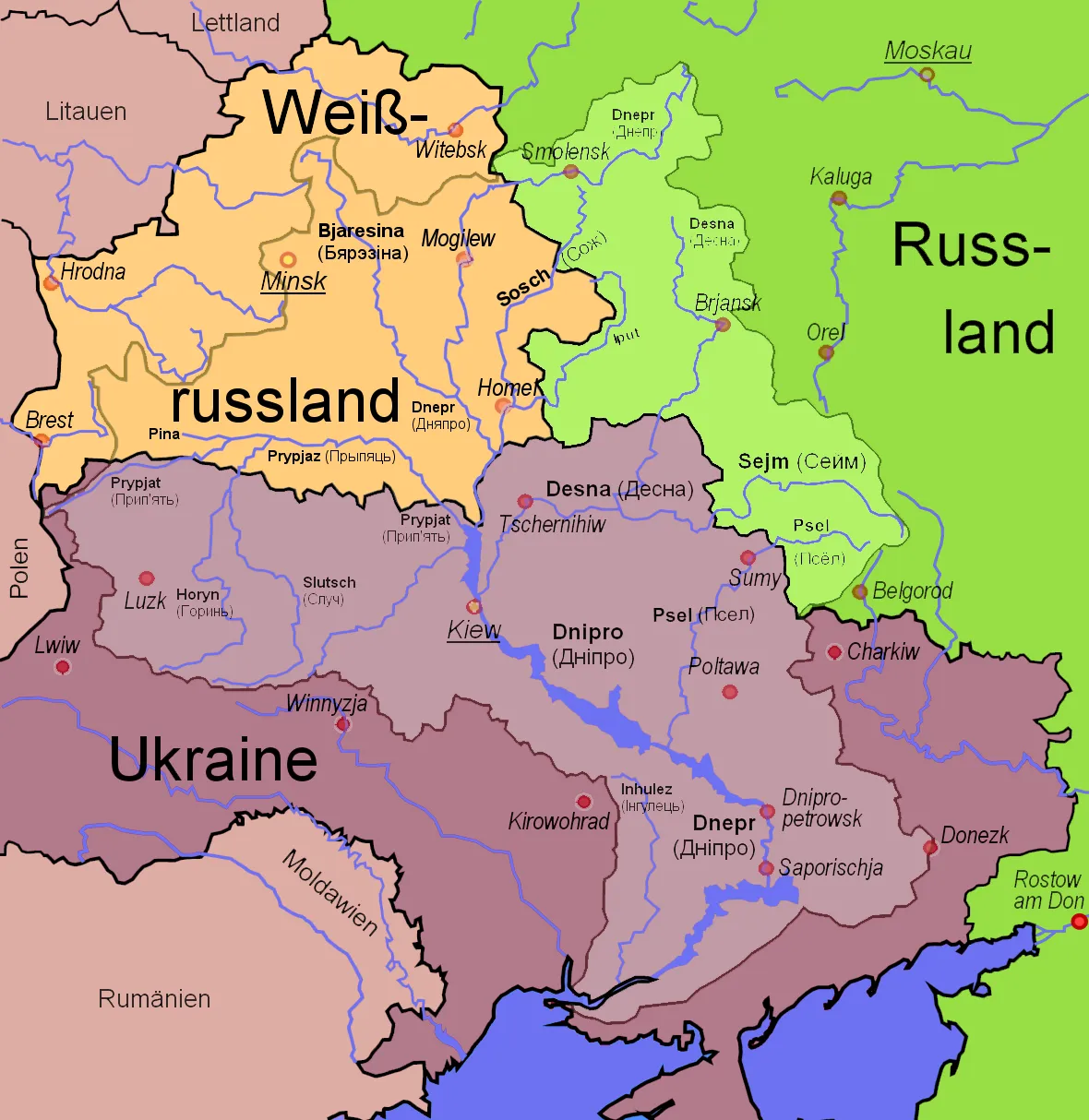 Карта річки Дніпро