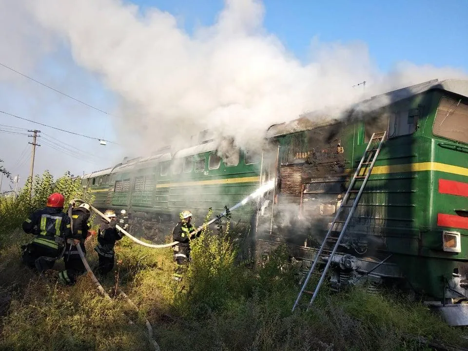 Пожежа локомотива у Миколаєві