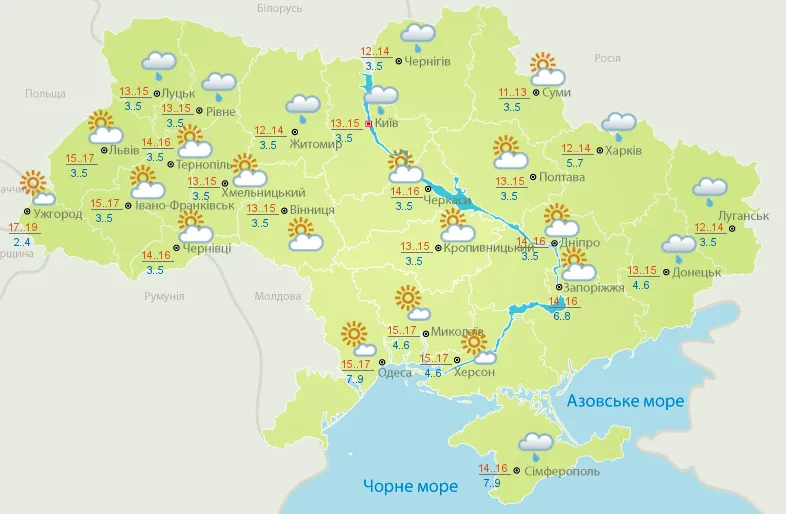 погода україна 21 вересня