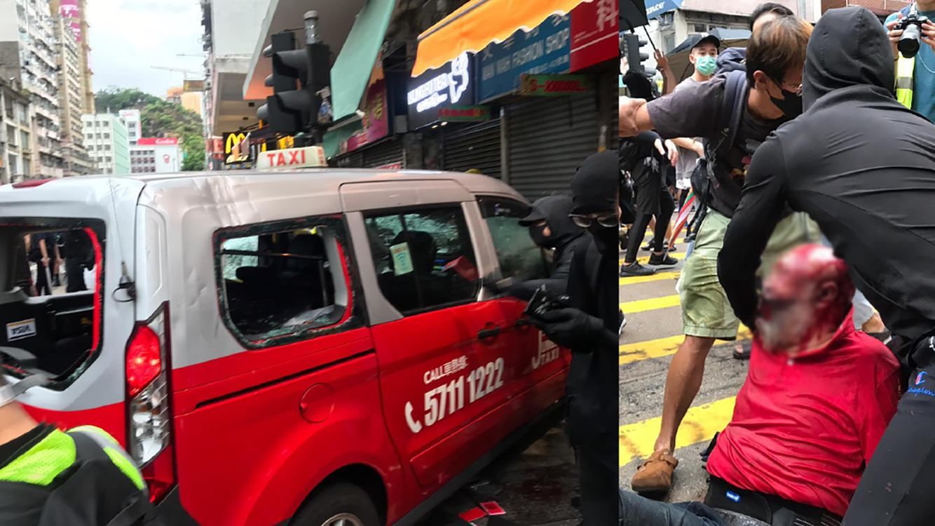 Таксист въехал в митингующих в Гонконге: его избили до полусмерти – видео +18