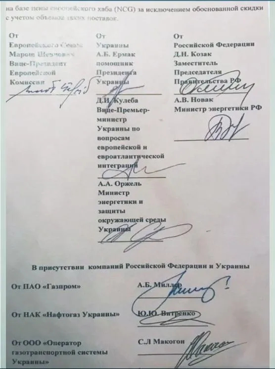 протокол зустрічі газ контракт транзит Україна ЄС Росія документ протокол зустрічі газ контракт транзит Україна ЄС Росія документ
