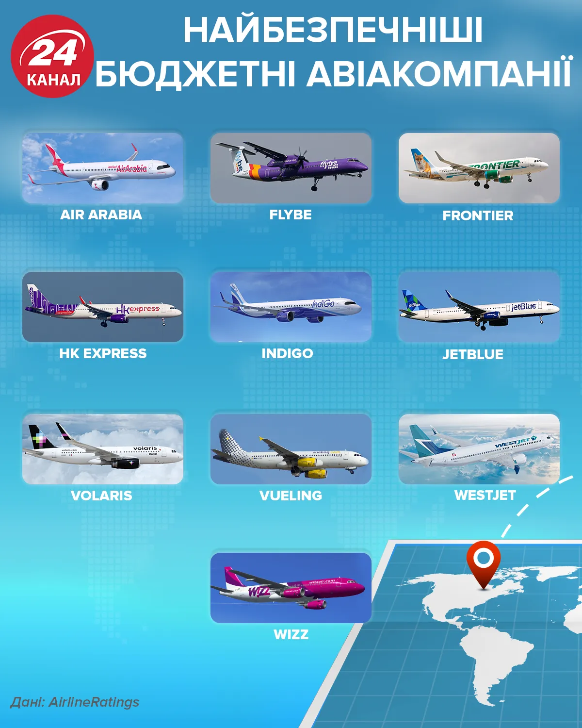 Найбезпечніші бюджетні авіакомпанії 24 канал рейтинг Найбезпечніші бюджетні авіакомпанії 24 канал рейтинг