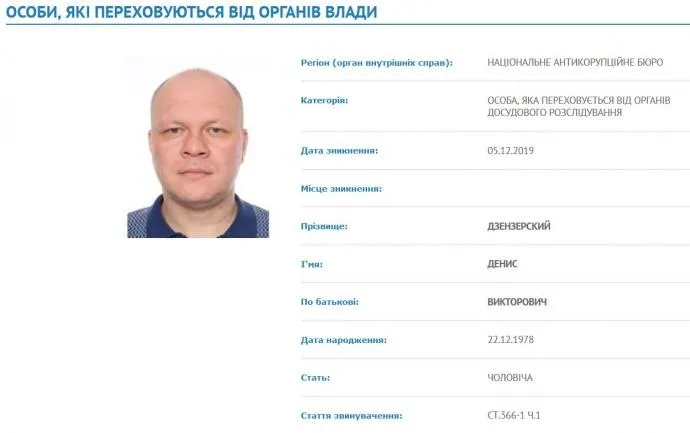 розшук набу Дзензерський розшук набу Дзензерський