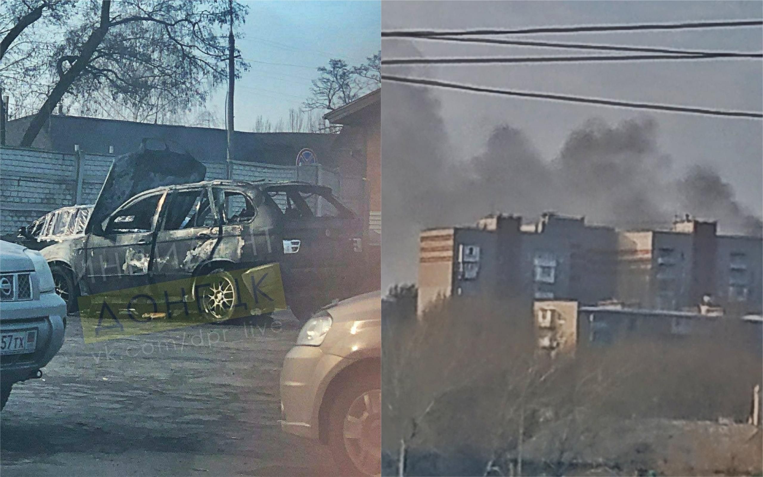В оккупированном Донецке под "милицией" боевиков взорвали авто: фото В оккупированном Донецке под "милицией" боевиков взорвали авто: фото