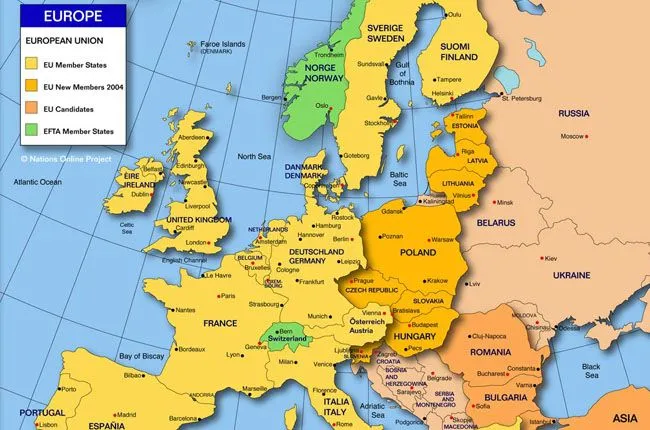 карта Європи, Європейський Союзу карта Європи, Європейський Союзу