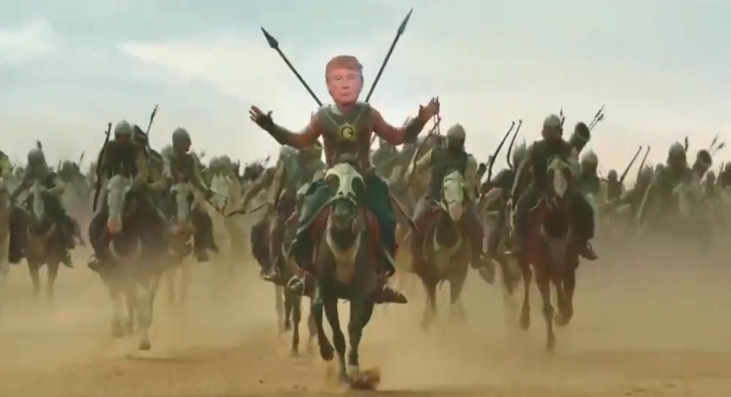 В обладунках і на коні: Трамп поширив "боллівудський" курйозний ролик, в якому він – герой