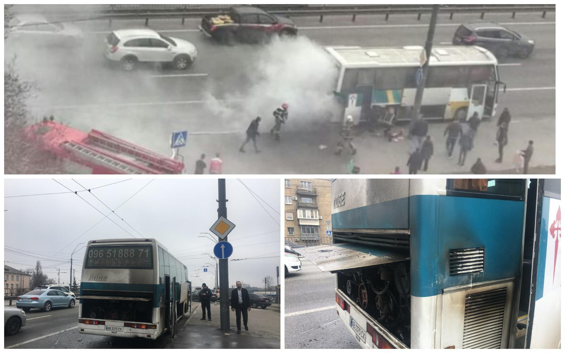 На ходу загорелся рейсовый автобус в Киеве: видео