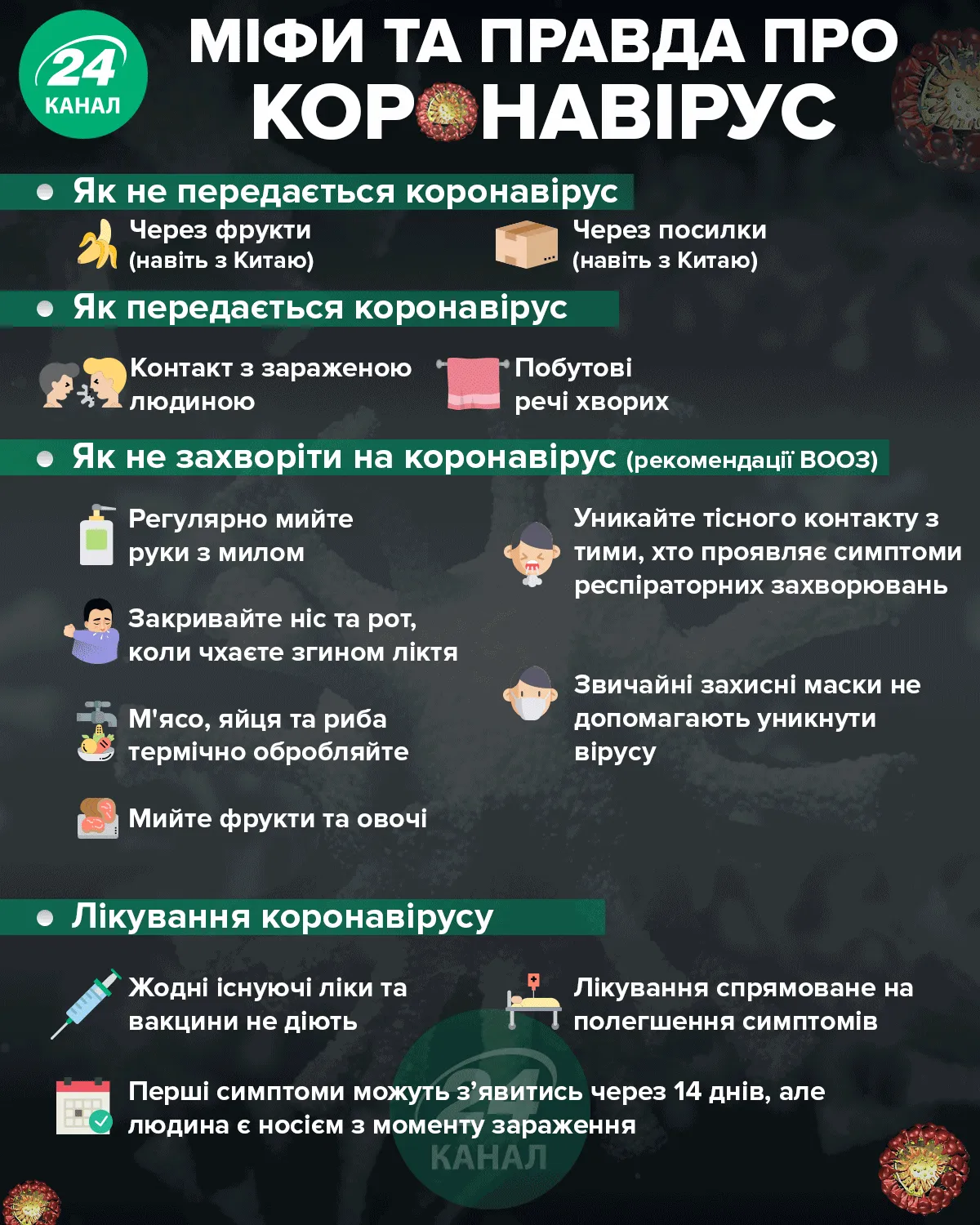 Міфи та правда про коронавірус / Картинка 24 каналу