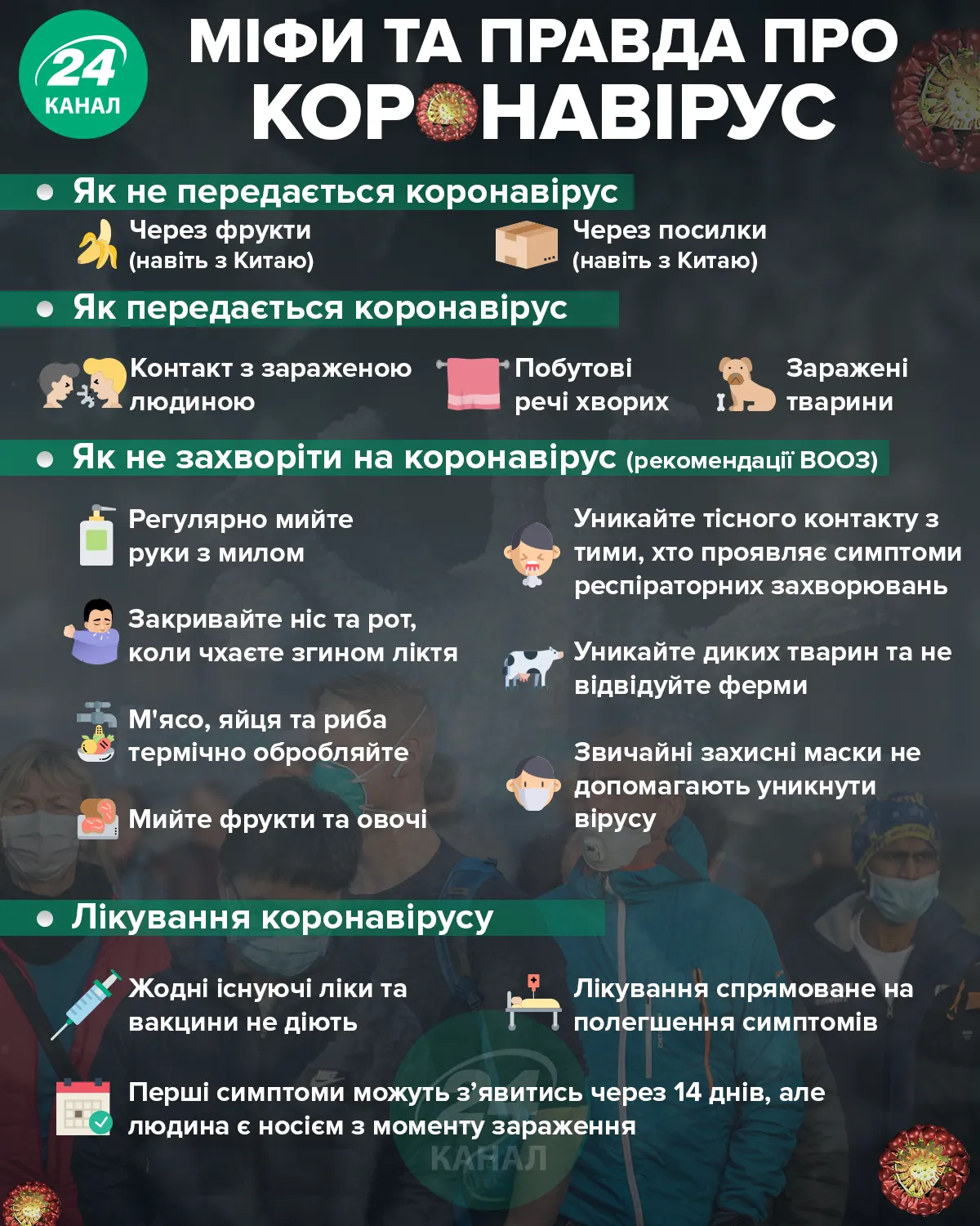 Міфи про коронавірус / інфографіка 24 каналу