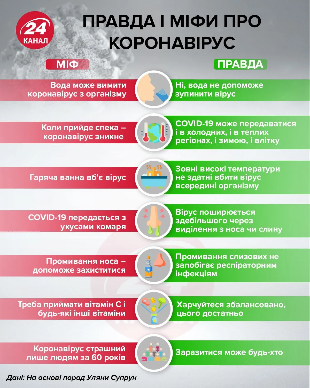 Правда и мифы о коронавирусе Инфографика 24 канала