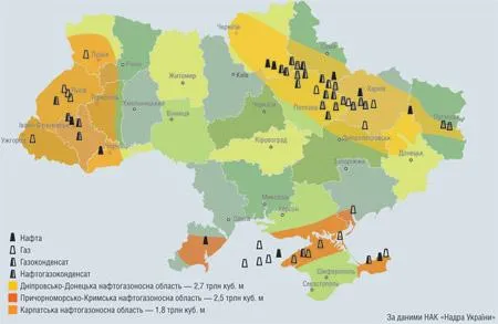 газові родовища України, карта