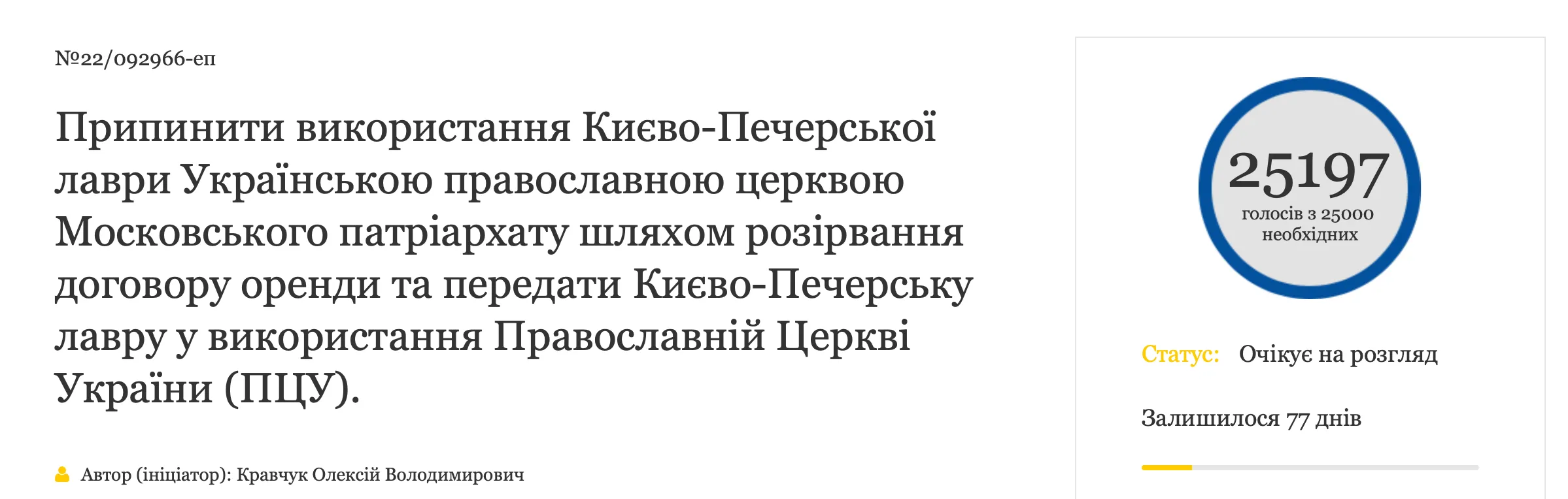 пцу упц мп києво-печерська лавра петиція