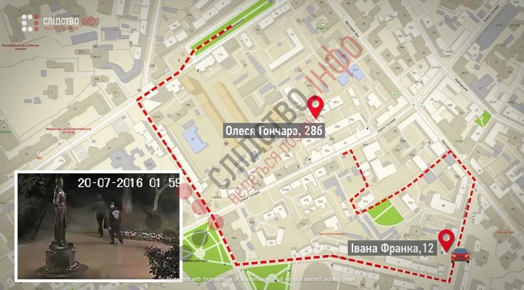 маршрут підозрюваних у вбивстві Павла Шеремета маршрут підозрюваних у вбивстві Павла Шеремета