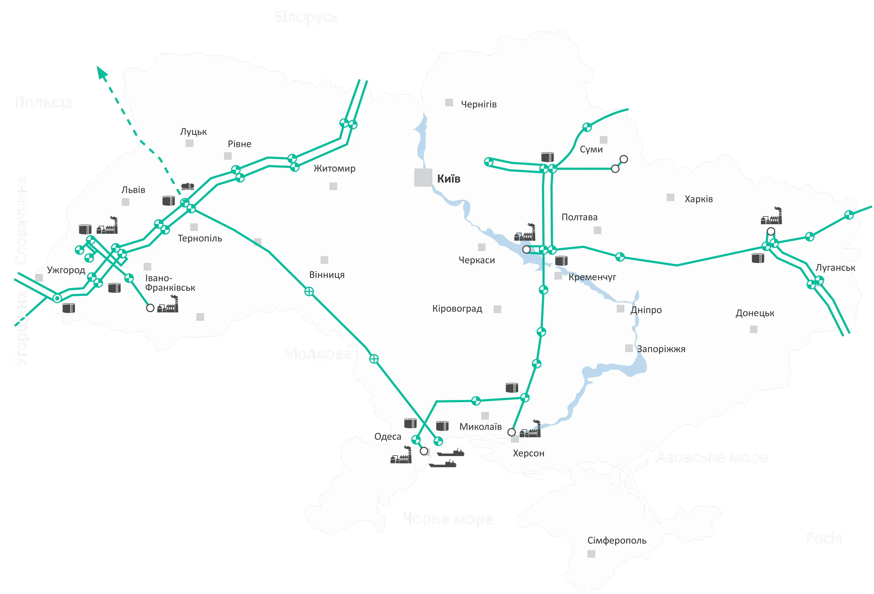 нафтопроводи України, карта