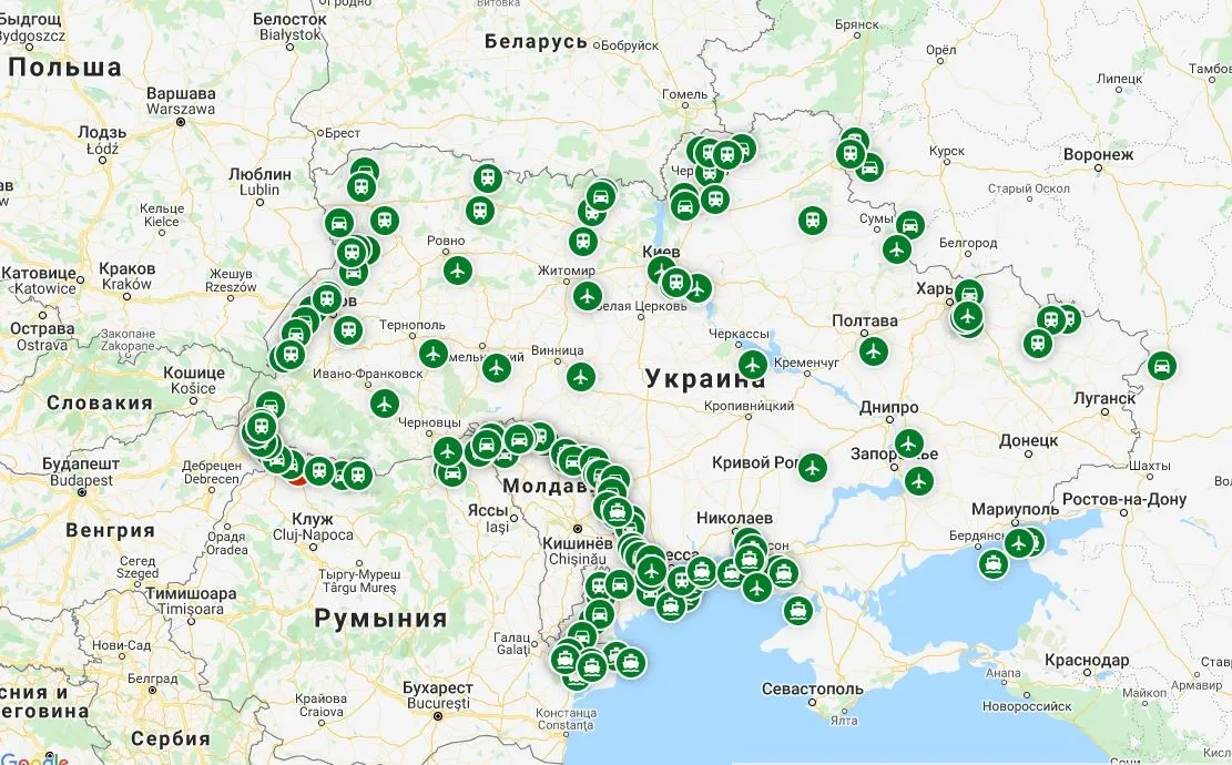 Інтерактивна карта пунктів пропуску