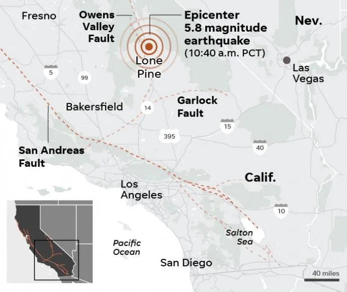 Землетрясение, Калифорния, США, подземные толчки, стихия 