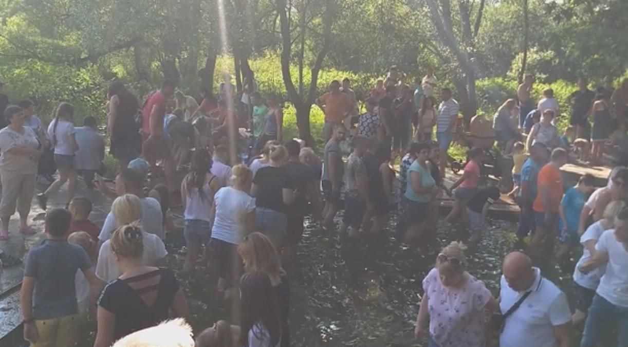 Масове купання у джерелі на Львівщині 28 червня 2020: відео