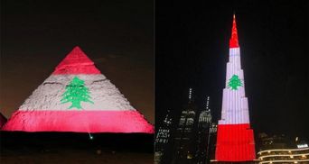 Масштабные взрывы в Бейруте: символы Египта и ОАЭ засияли флагом Ливана – видео, фото