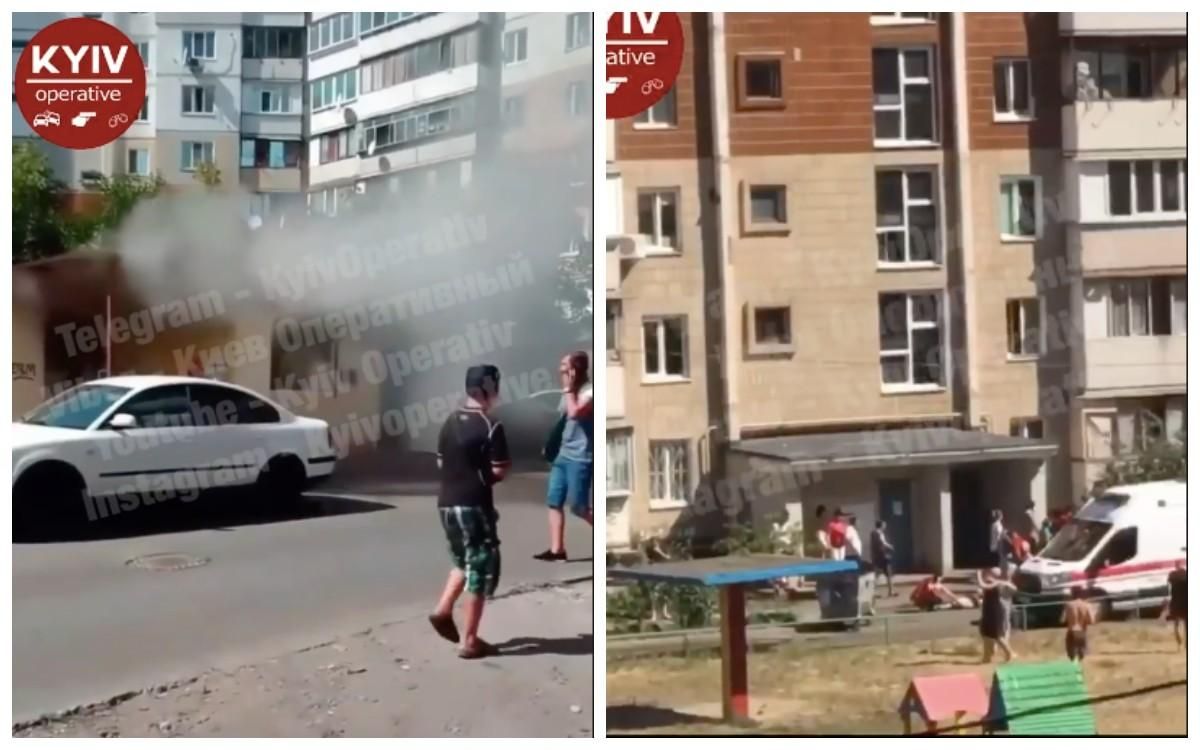 Мужчина поджег магазин и выбросился из окна в Киеве: видео