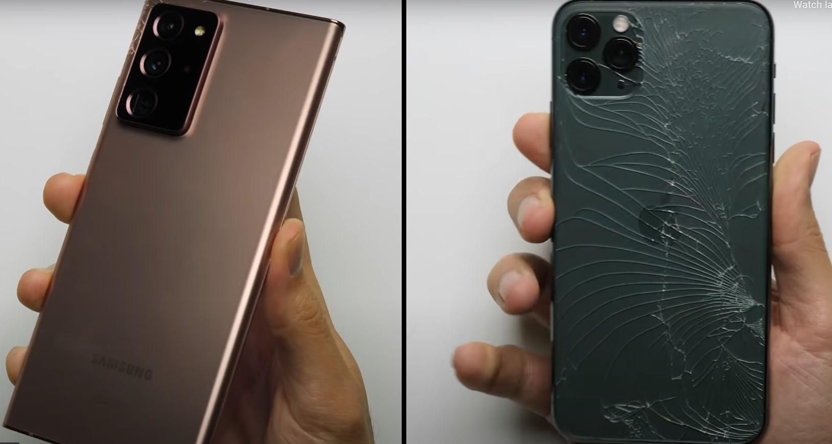 Хто живучіший: Galaxy Note20 Ultra та iPhone 11 Pro Max випробували на міцність Хто живучіший: Galaxy Note20 Ultra та iPhone 11 Pro Max випробували на міцність