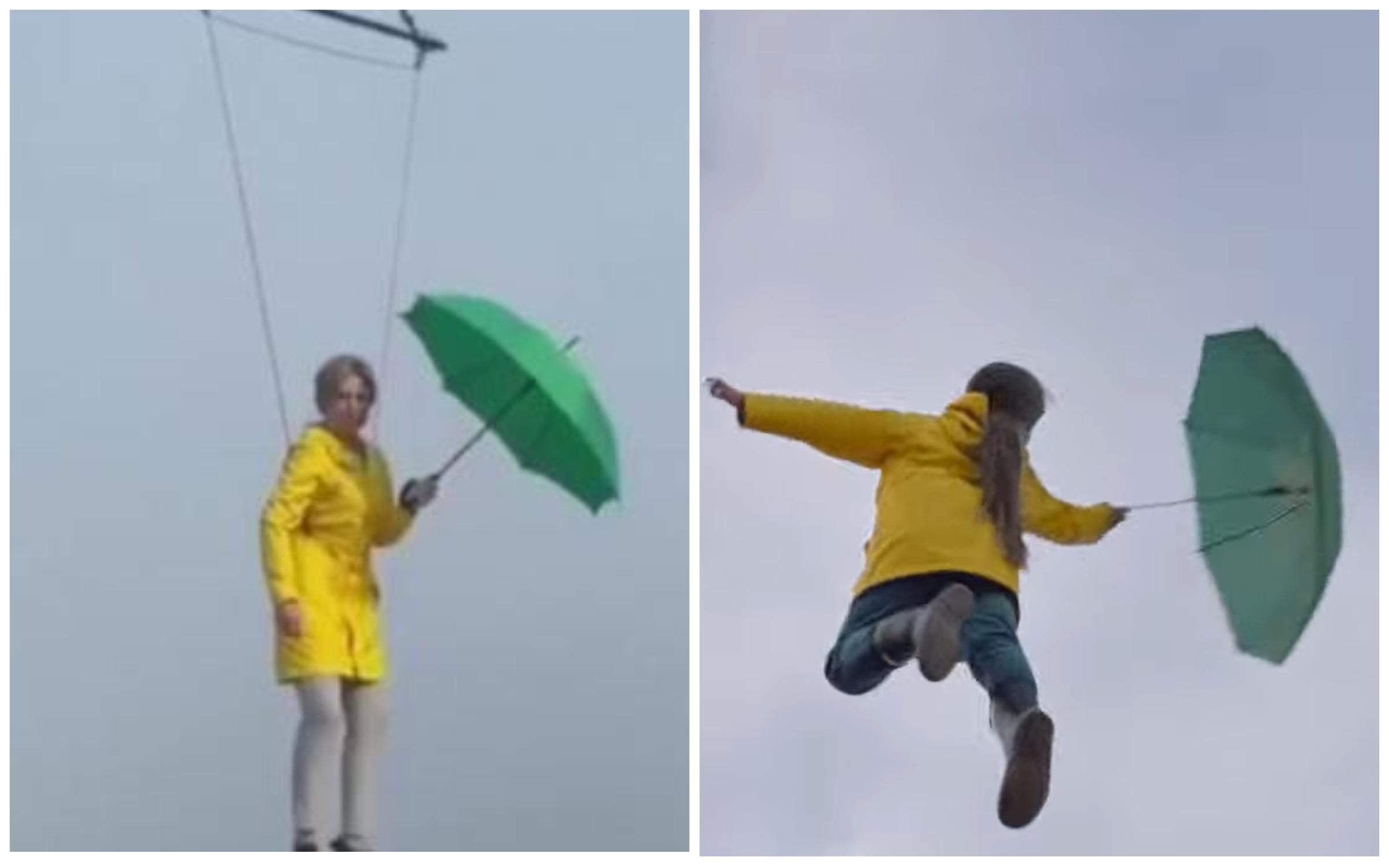 Політ Верещук із парасолькою над Києвом копіює ролик шотландів:відео